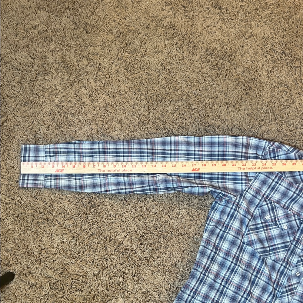 Wrangler Retro Casual Blue Plaid Button-Down Shirt for Men Size XXL - Picture 9 of 10